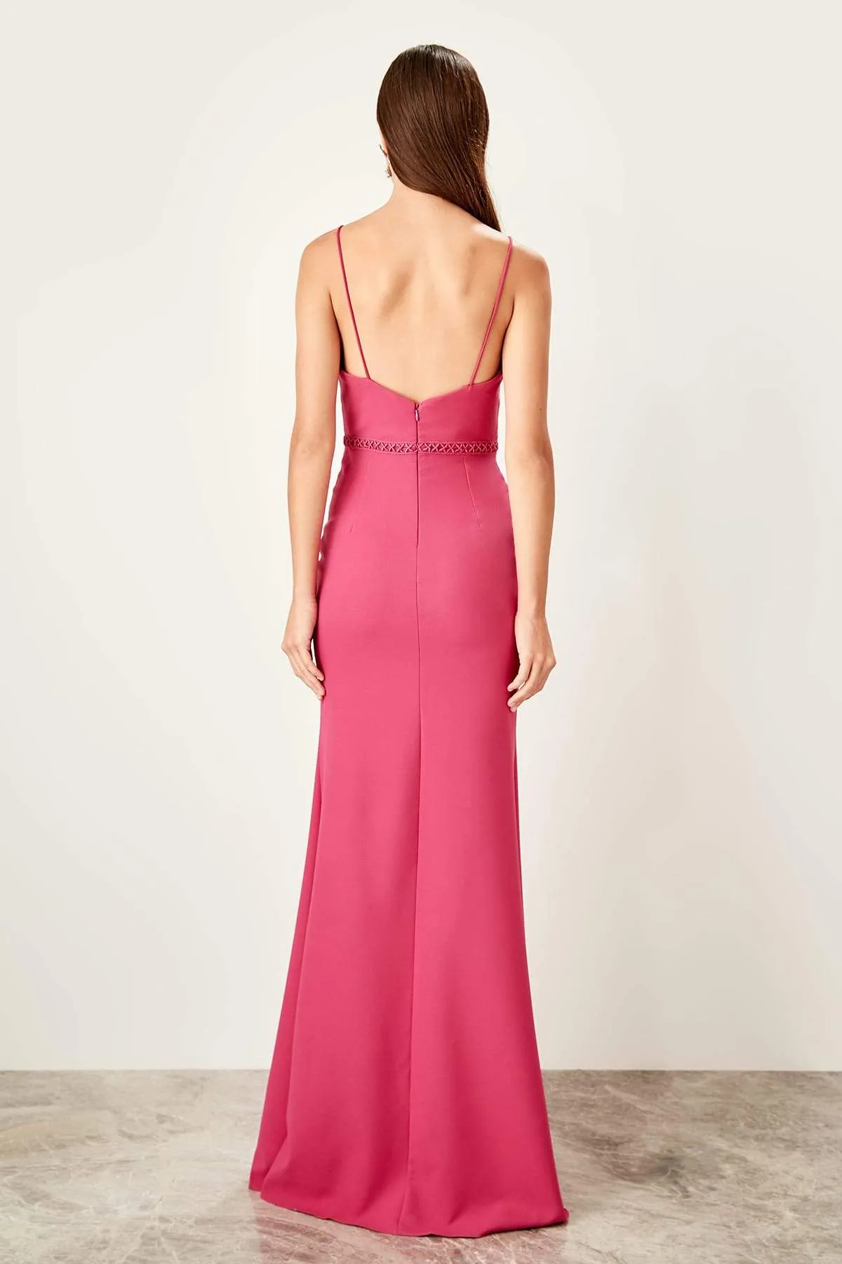 10767 Fuschia Strap Mermaid Dress