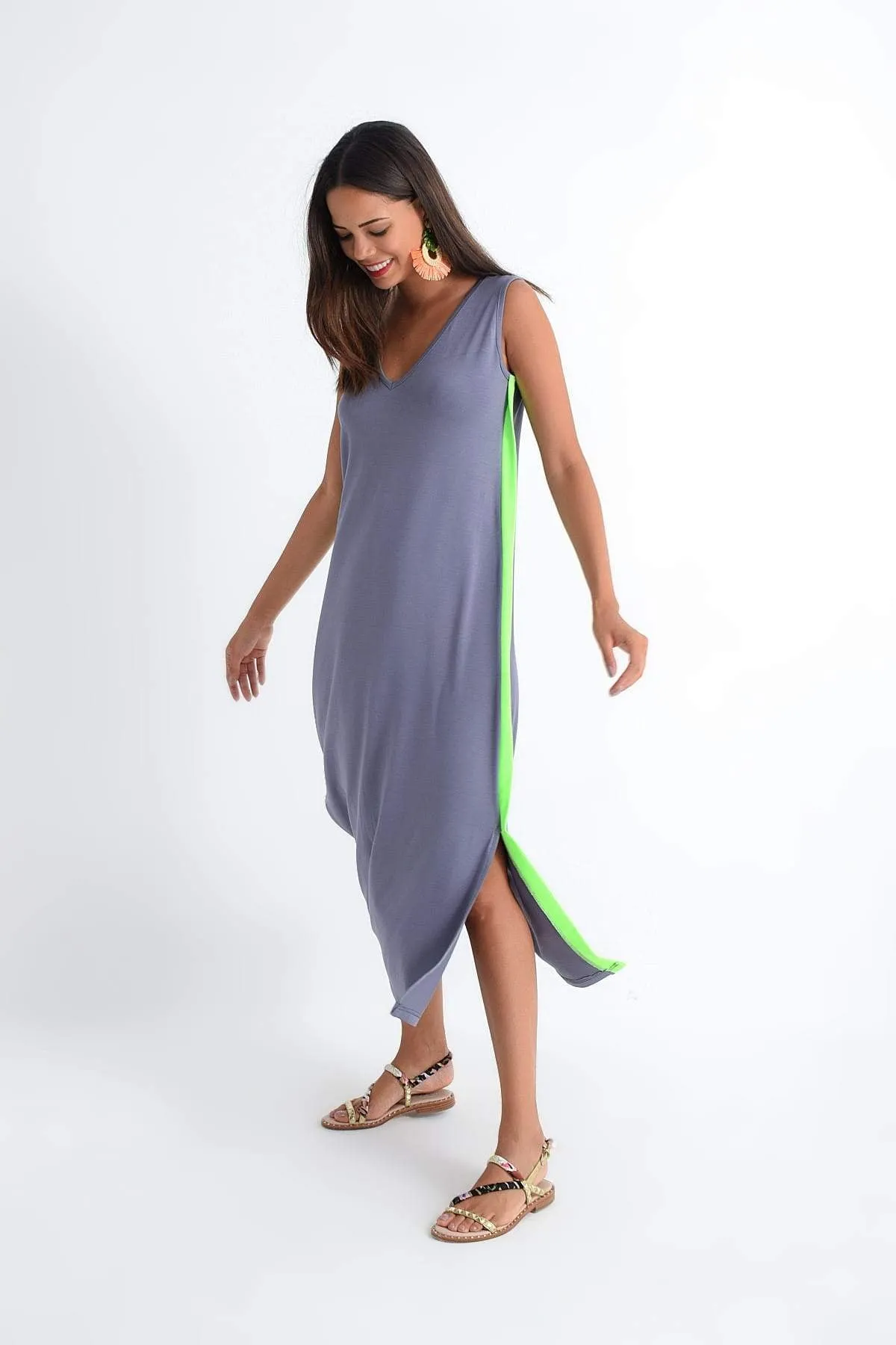 11547 Lavender Side Stripe Dress