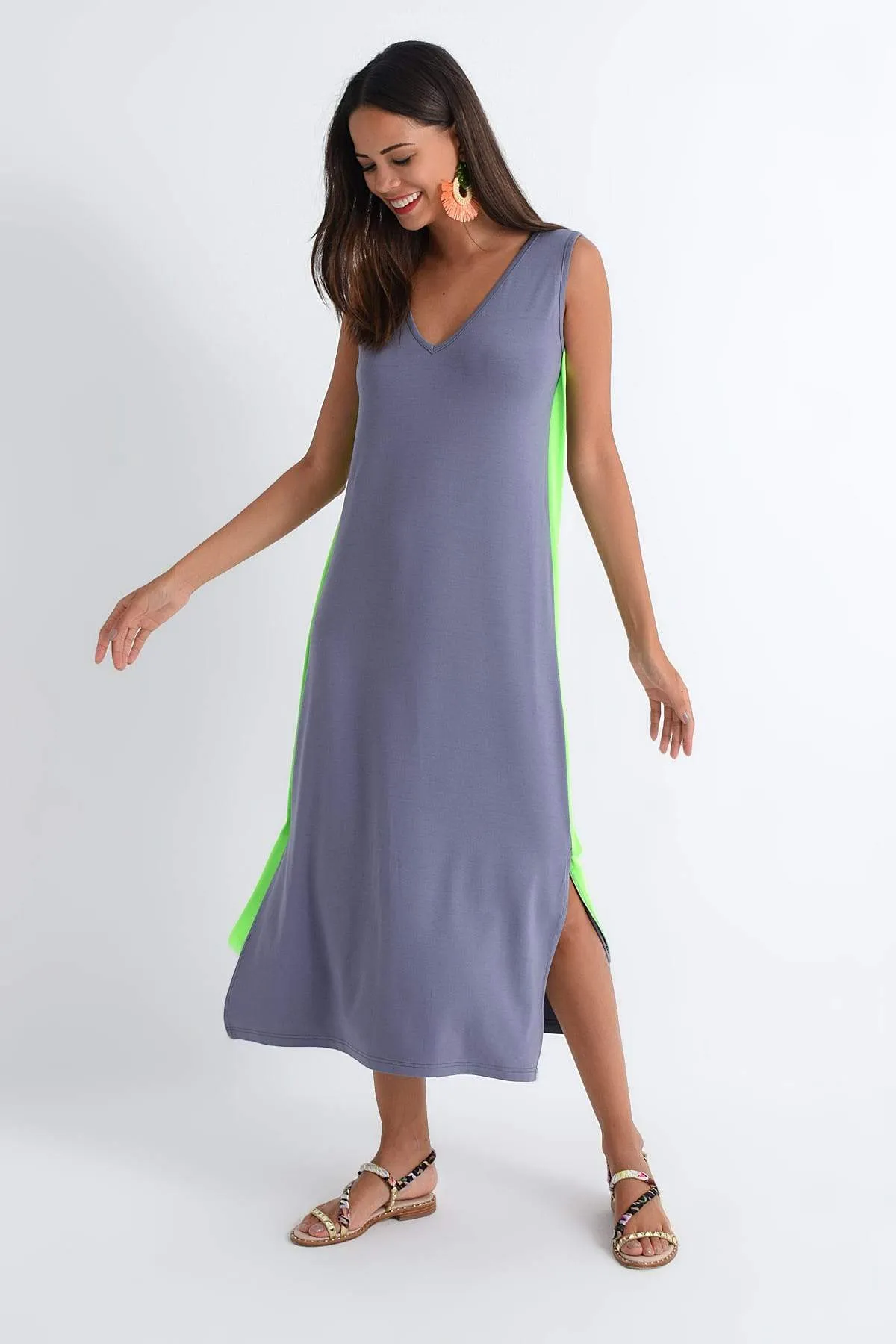 11547 Lavender Side Stripe Dress