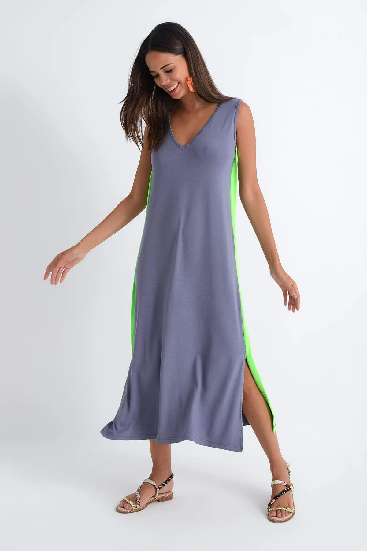 11547 Lavender Side Stripe Dress