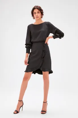 12741 Black Frill Detail Dress