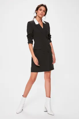 12753 Black Double Breasted Jacket Dress