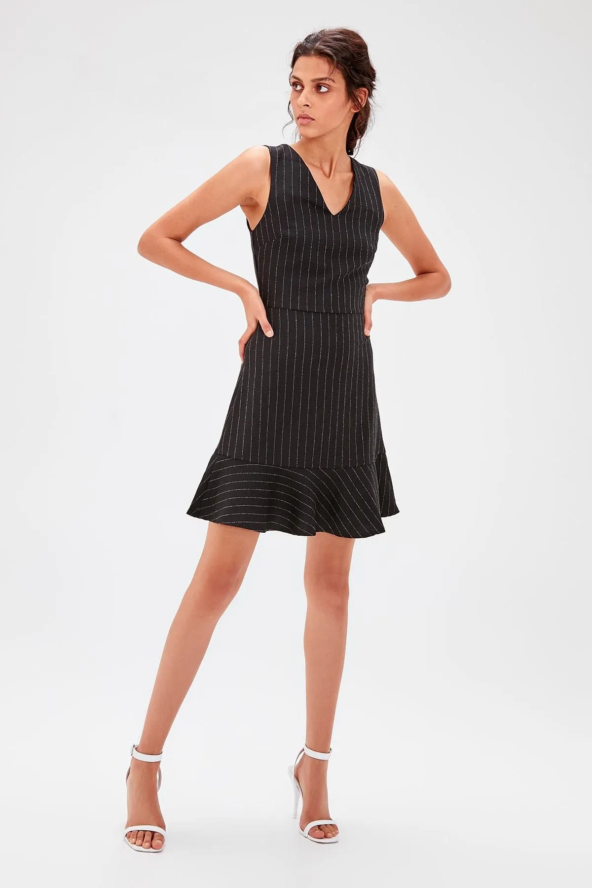 12776 Black Striped Dress
