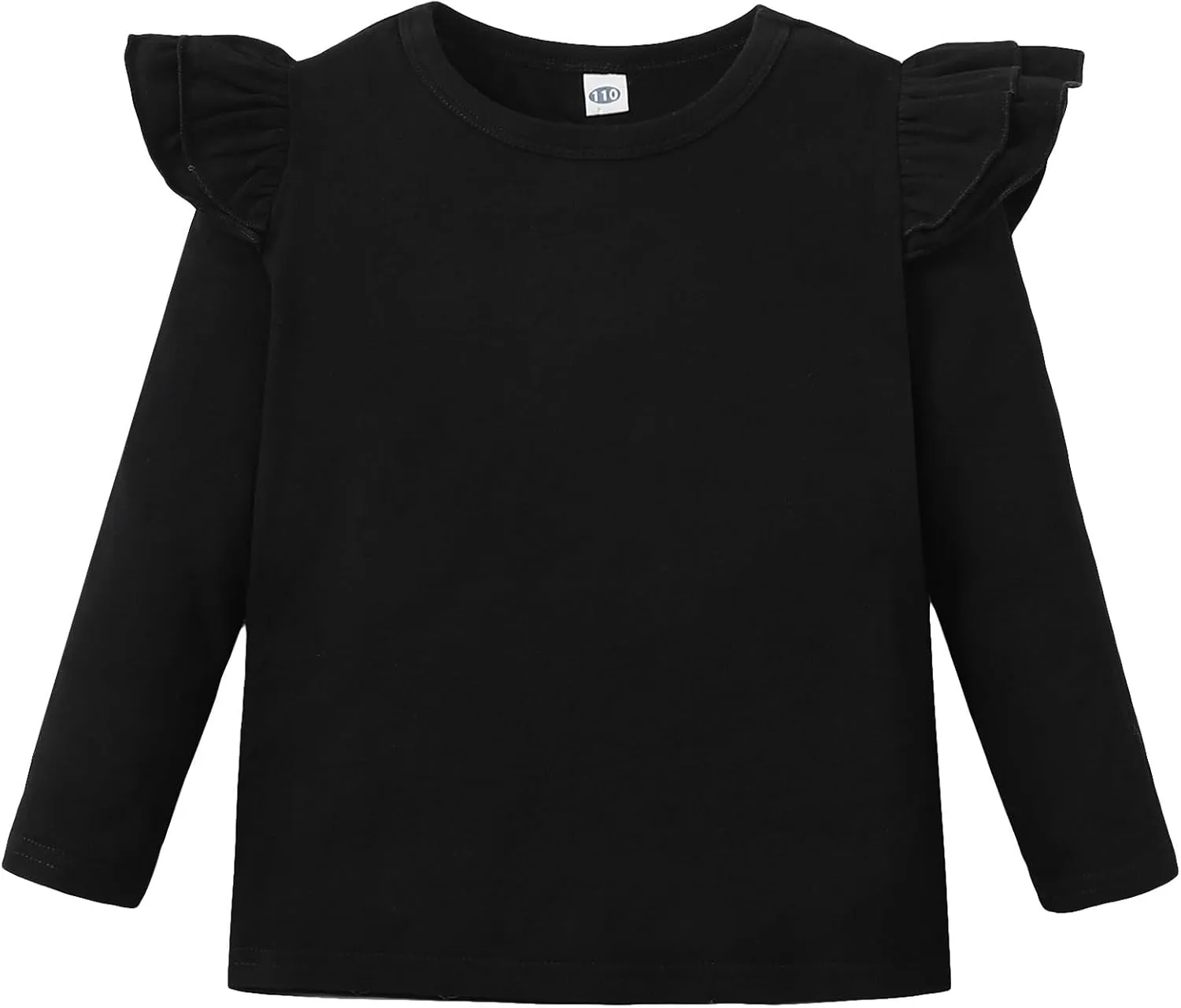 12M-7Y Toddler Baby Girls T Shirt Solid Color Blouse Ruffle Top Cotton Casual Tees Plain Shirt