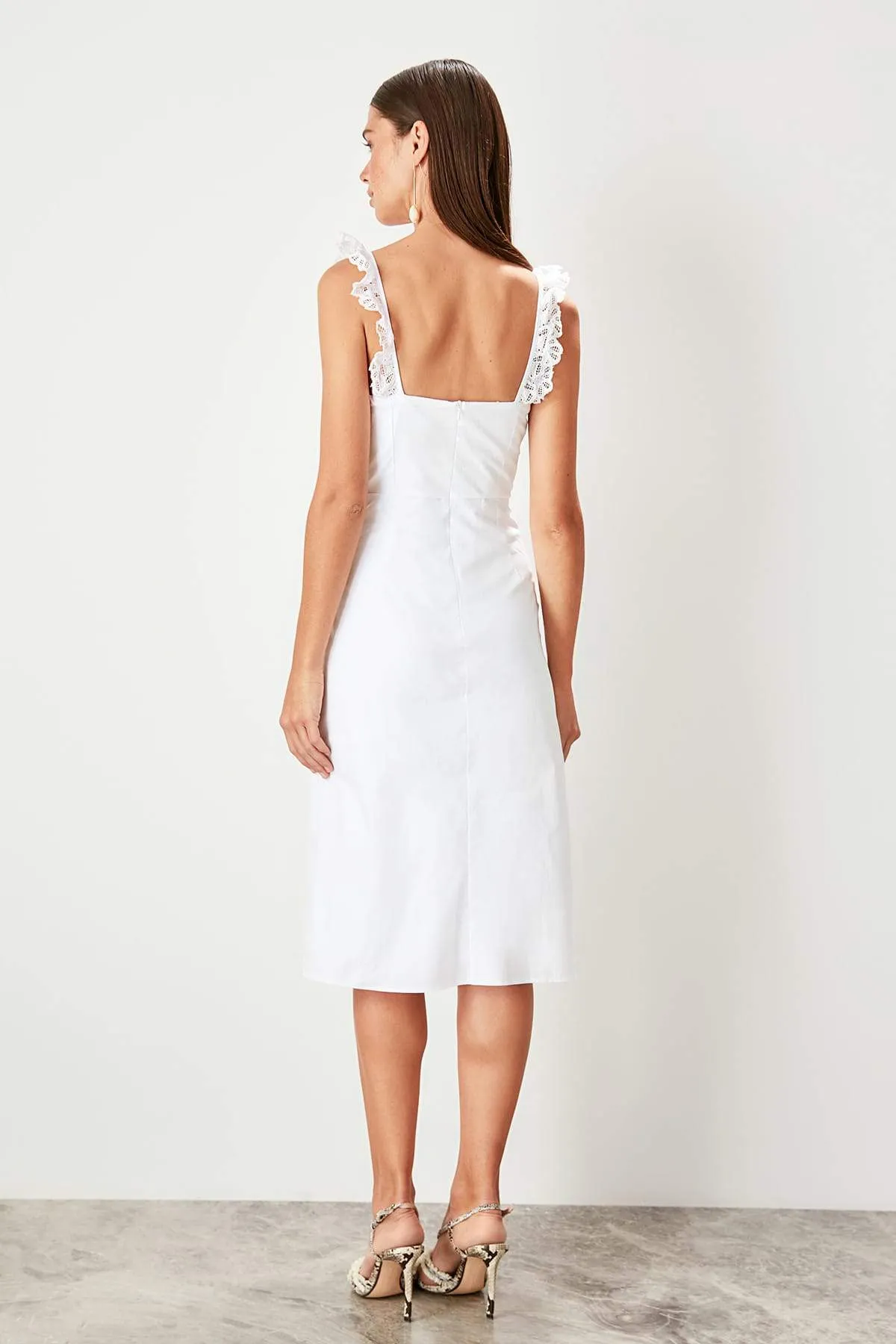 13087 Off-White Lace Strap Dress