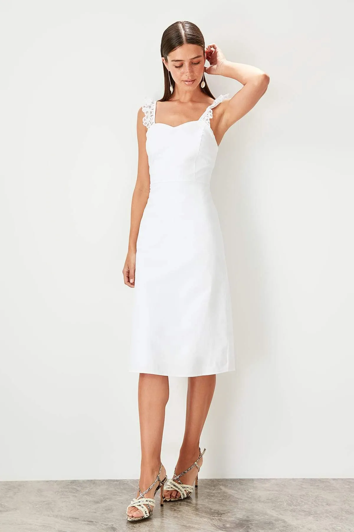 13087 Off-White Lace Strap Dress