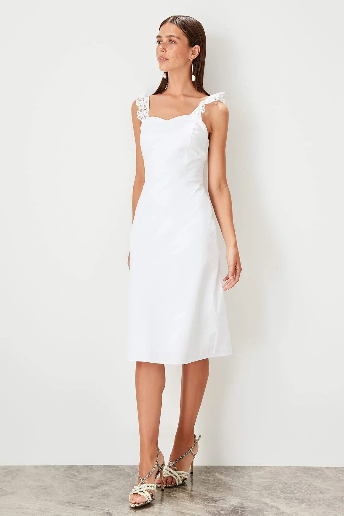 13087 Off-White Lace Strap Dress
