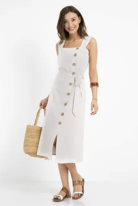 13151 Ecru Button Cotton Dress
