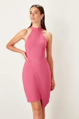 13413 Pink Asymmetrical Cut Dress