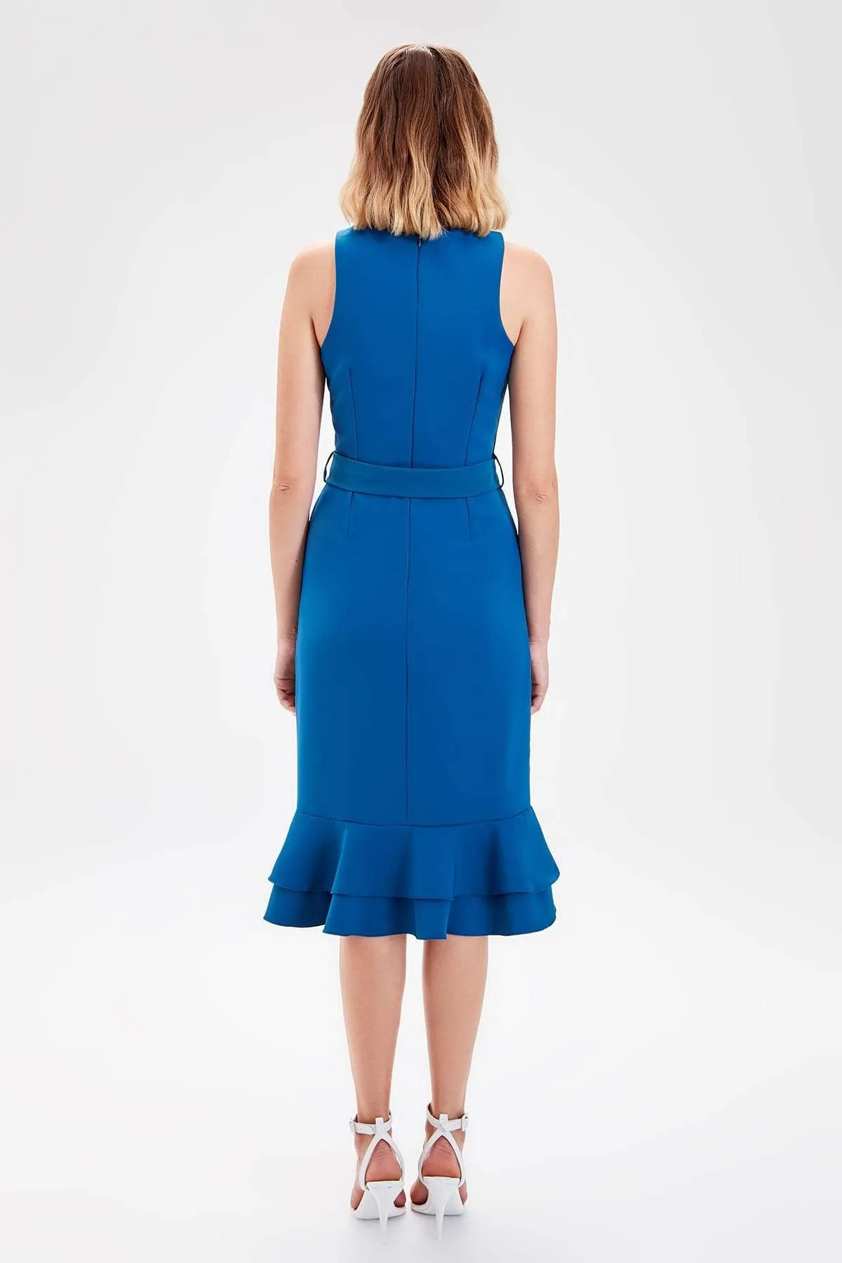 13454 Petrol Blue Belt Dress