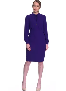 13528 Purple Neck Detail Dress
