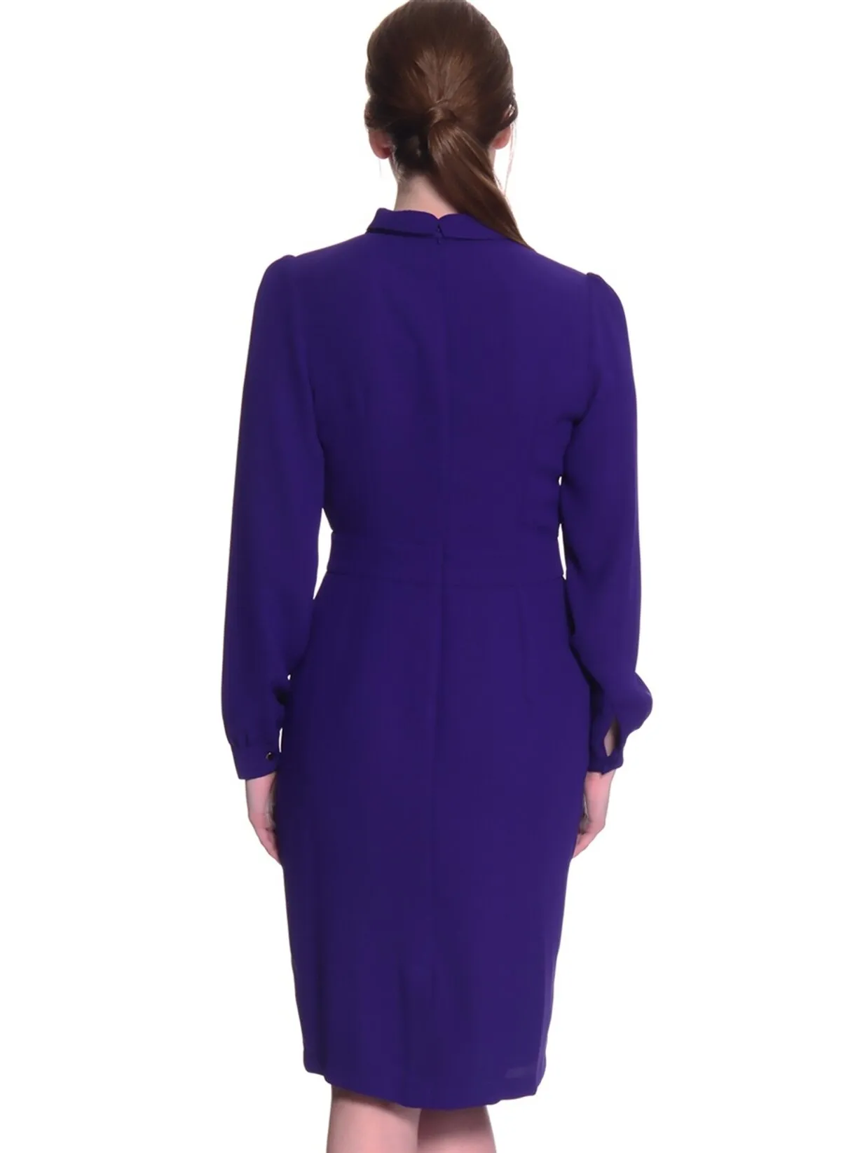 13528 Purple Neck Detail Dress