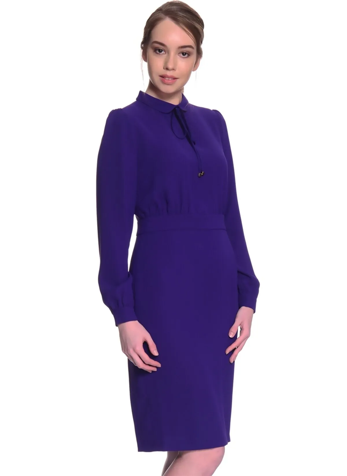 13528 Purple Neck Detail Dress