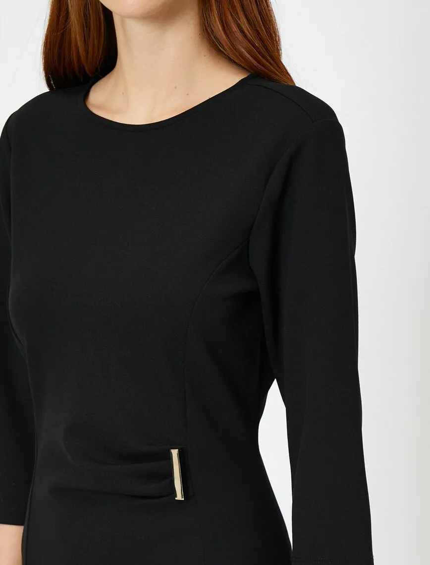 15064 Black Buckle Detail Pencil Dress
