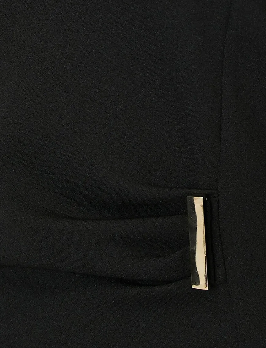 15064 Black Buckle Detail Pencil Dress