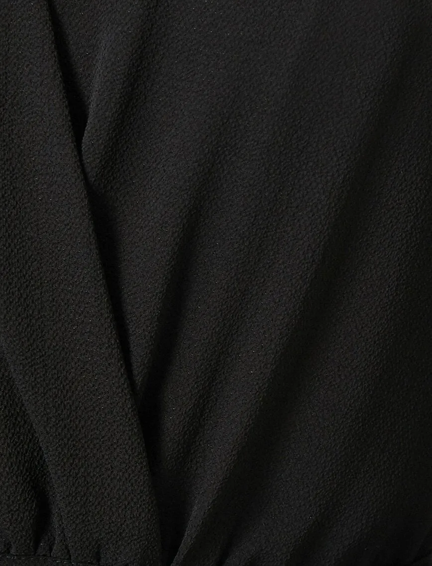 15075 Black Draped Asymmetric Dress