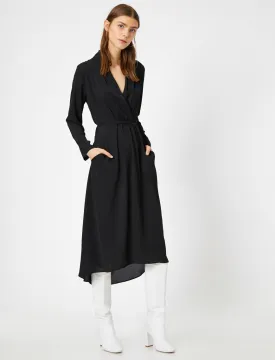 15075 Black Draped Asymmetric Dress