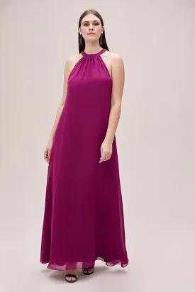 16452 Plum Chiffon Maxi Dress