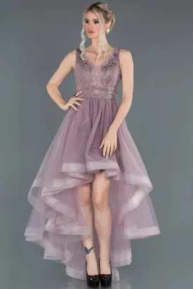 16825 Lavender Rose Short Front Long Back Lace Tulle Princess Dress