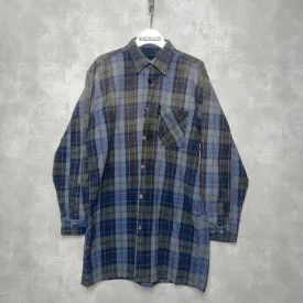 60-70'S FRANCE製 / COTTON FLANNEL CHECK PATTERN SHIRT