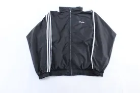 90's Adidas Embroidered Logo Black & White Striped Zip Up Jacket