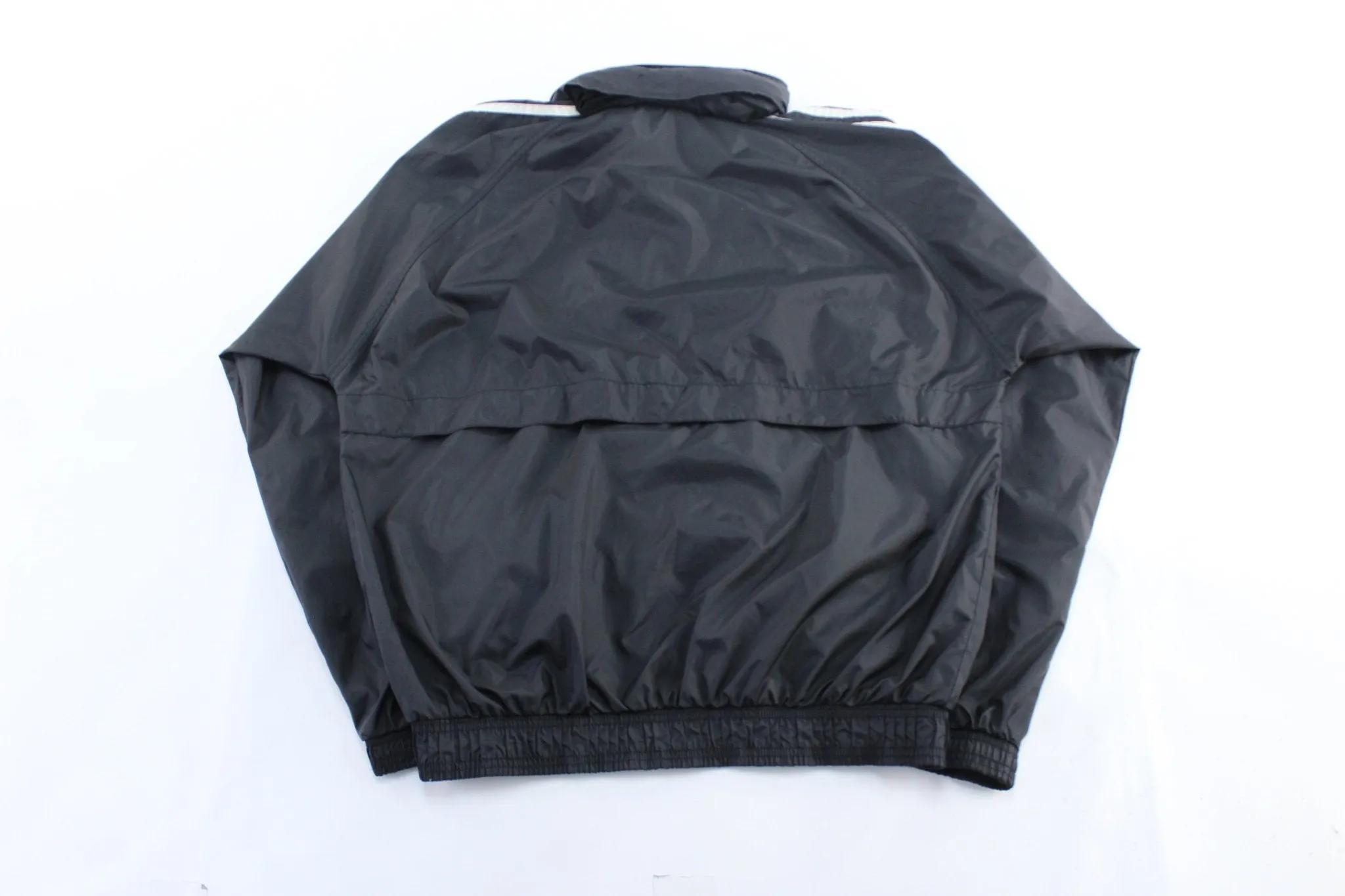 90's Adidas Embroidered Logo Black & White Striped Zip Up Jacket