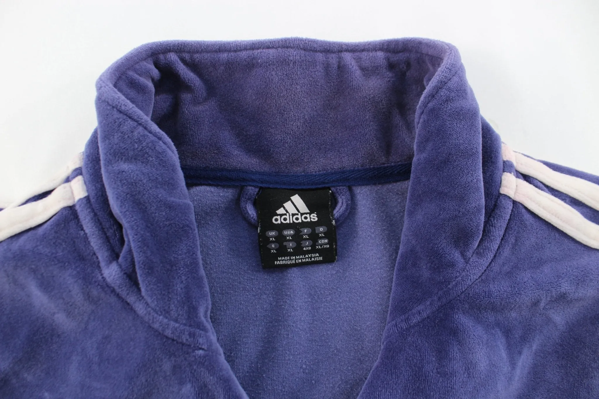 Adidas Embroidered Logo Striped Zip Up Jacket