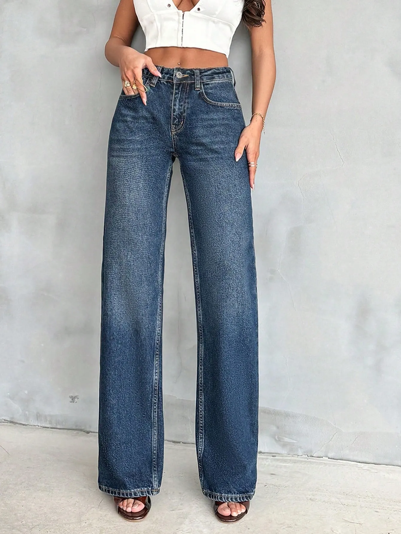 Aged Rust Blue Loose Straight Fit Jeans