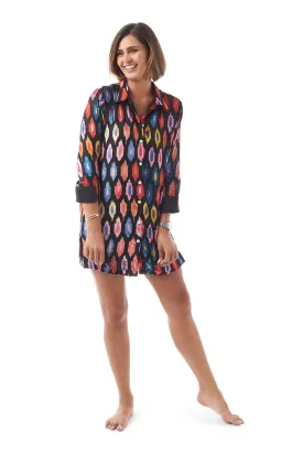 Amanda Silk Velvet Shirt - Multi Ikat