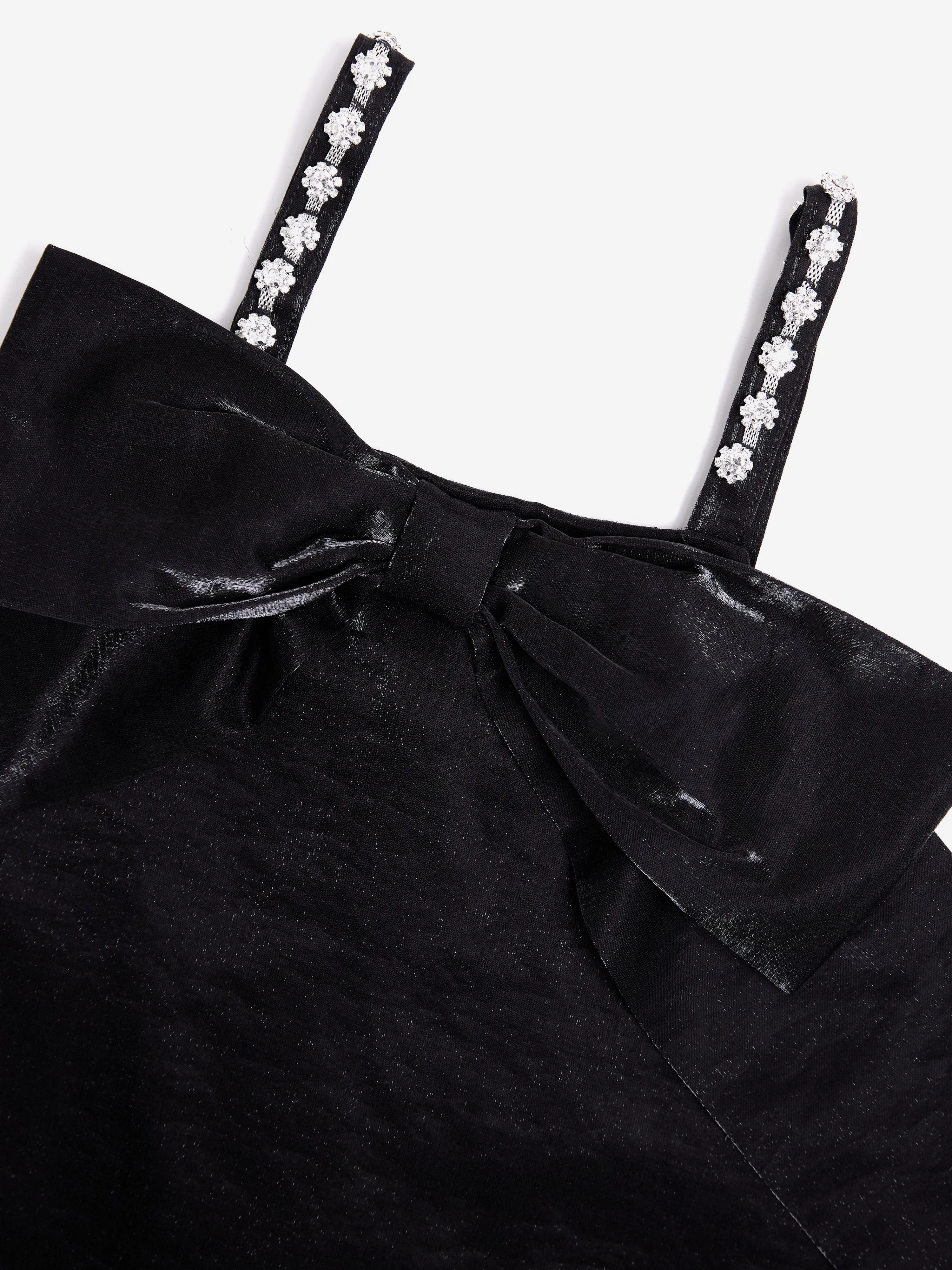 BCBG Girls Jewel Strap Taffeta Dress in Black