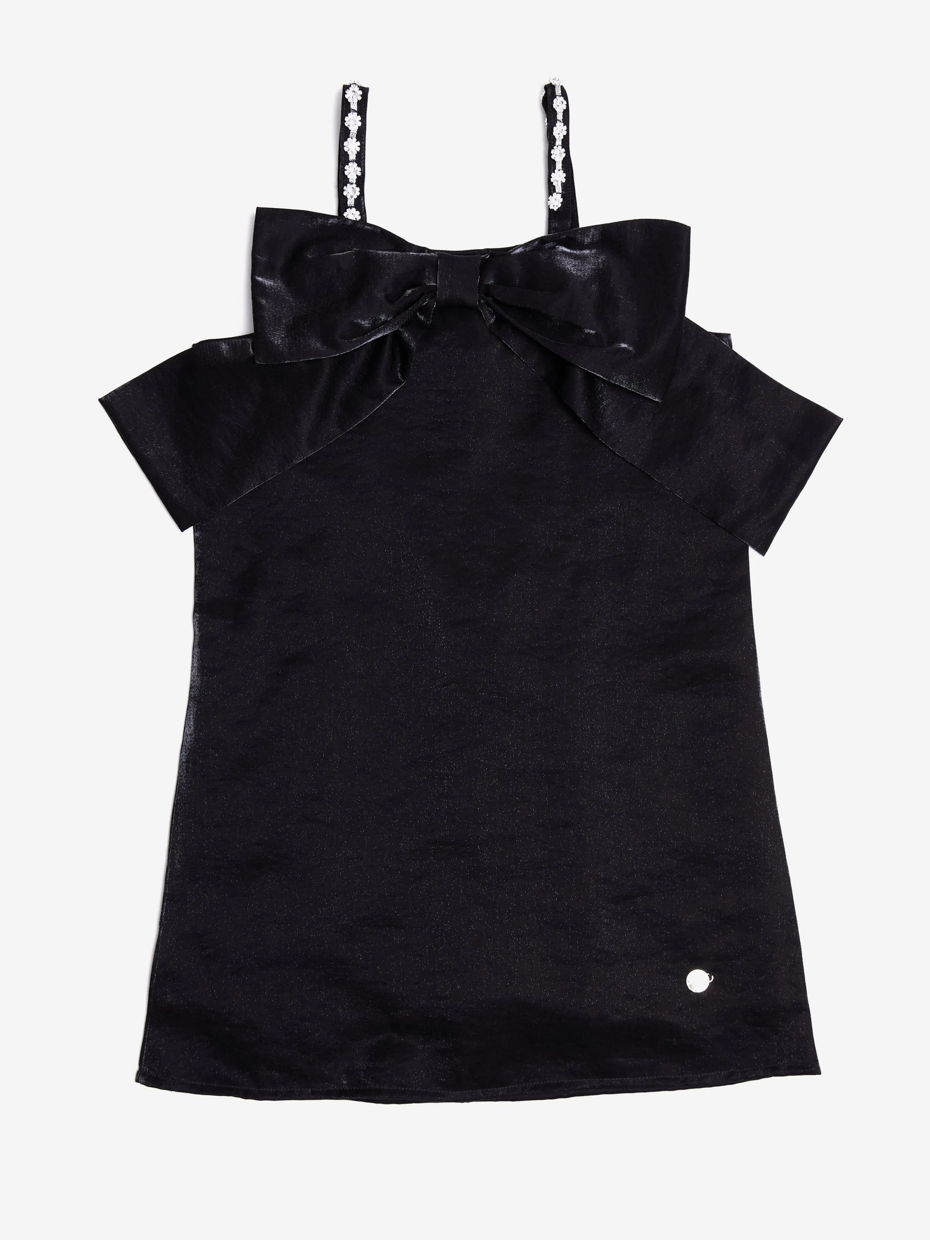 BCBG Girls Jewel Strap Taffeta Dress in Black