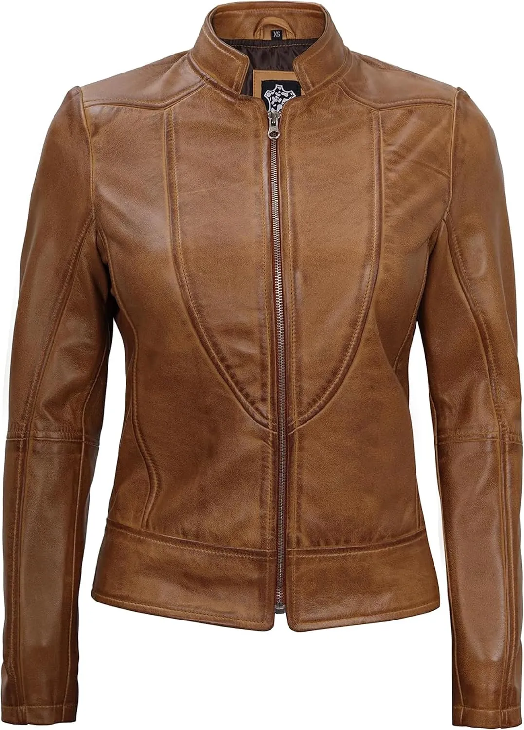 Blingsoul Leather Jacket Women - Cafe Racer Real Lambskin Womens Leather Jacket