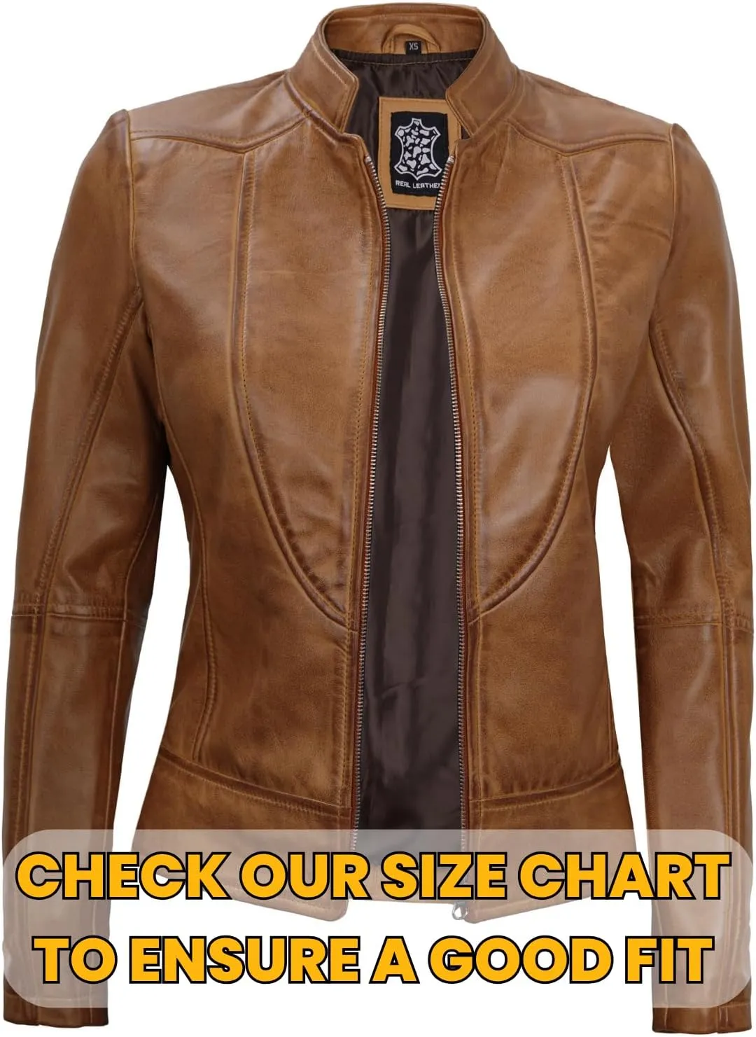 Blingsoul Leather Jacket Women - Cafe Racer Real Lambskin Womens Leather Jacket