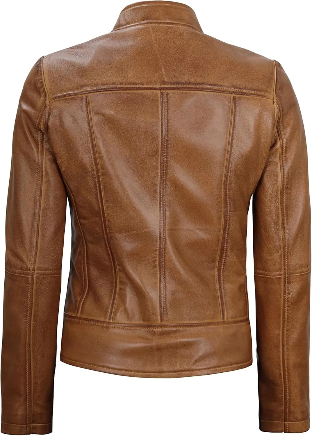 Blingsoul Leather Jacket Women - Cafe Racer Real Lambskin Womens Leather Jacket
