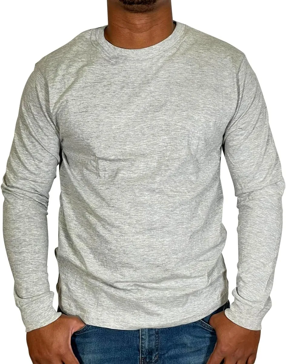 BROOKLYN VERTICAL Mens Long Sleeve Cotton T Shirt Crew Neck 5 Colors S-5XL