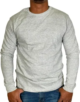 BROOKLYN VERTICAL Mens Long Sleeve Cotton T Shirt Crew Neck 5 Colors S-5XL