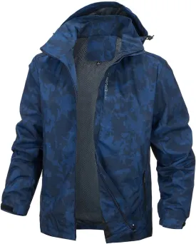 Chaos World Men's Rain Jacket With Hood Windbreaker Lightweight Waterproof Raincoat Trench Coat Camping Gear