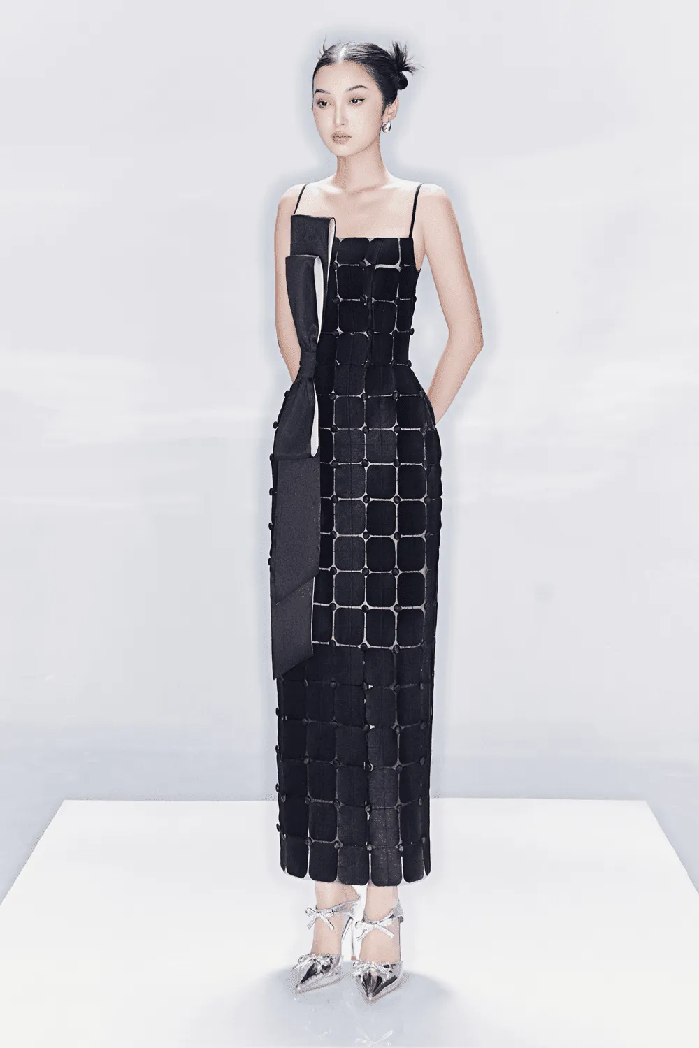 Chrysler Sheath Spaghetti Strap Mesh Taffeta Ankle Length Dress