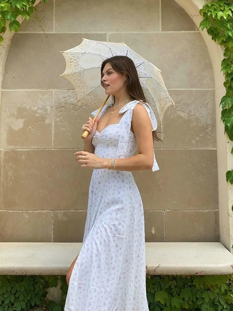 Clarissa Floral Print Knot Straps Dress