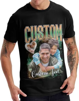 Custom Dad Shirt with Photo Text, Personalized Fathers Day Shirt Gifts for Dad Papa Husband, Custom T Shirts for Men
