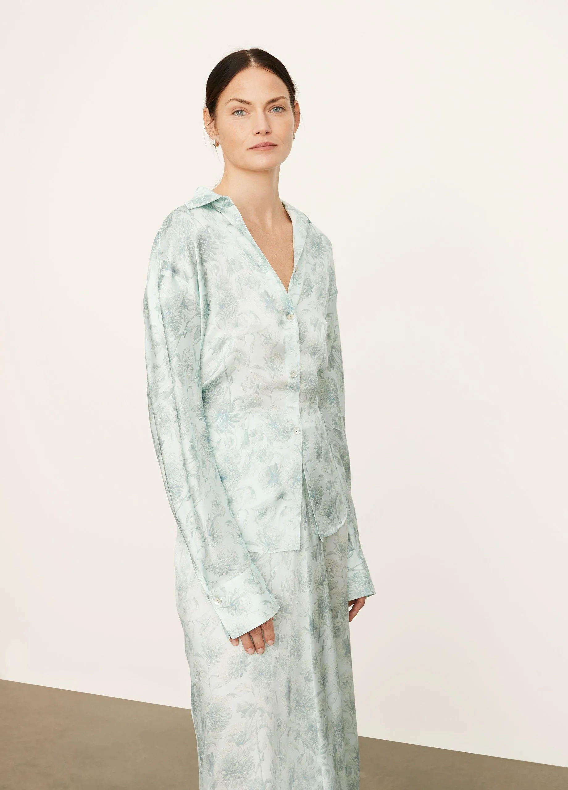 Dahlia Sculpted Long Sleeve Shirt in Mint