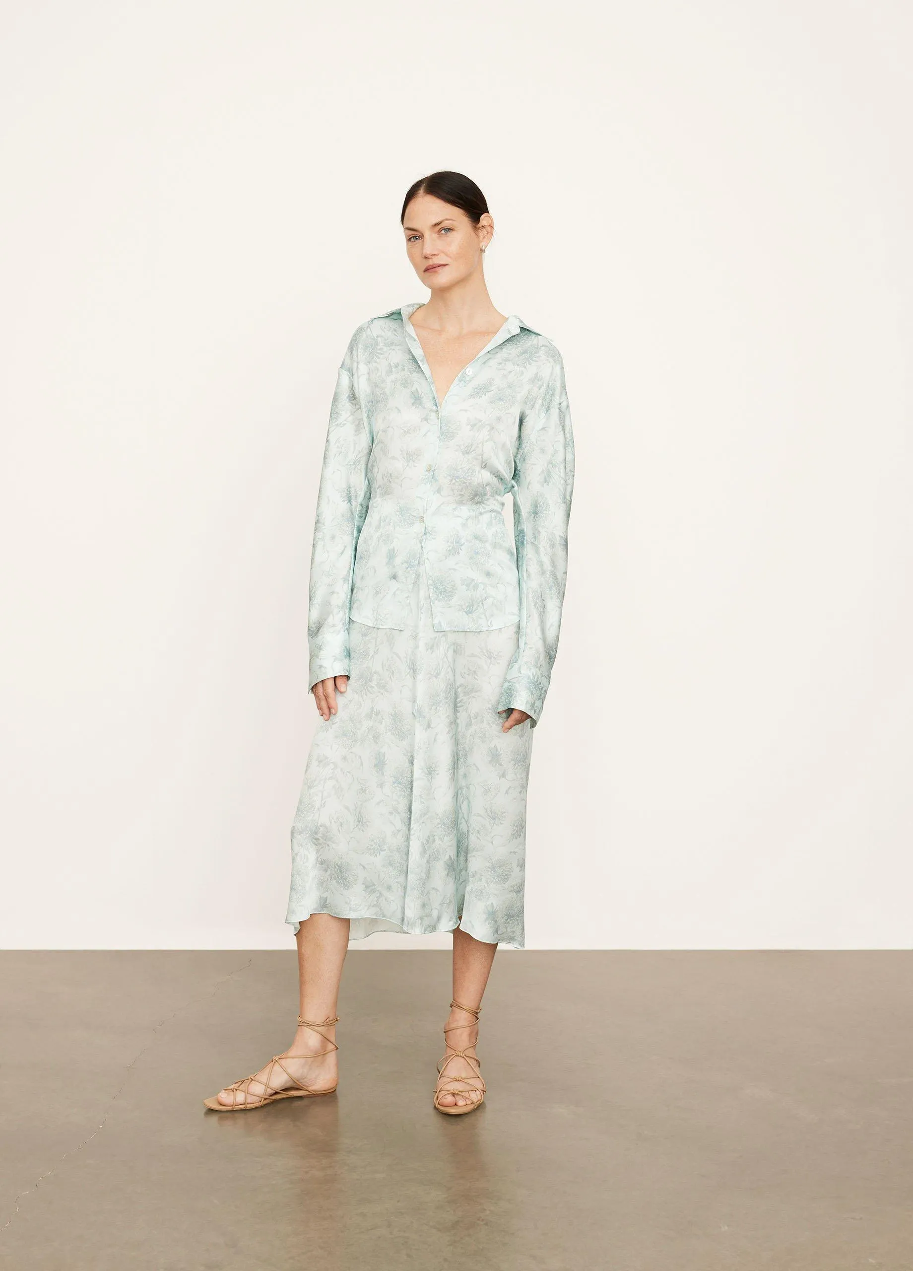 Dahlia Sculpted Long Sleeve Shirt in Mint