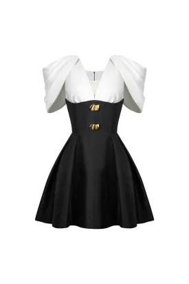 Enigma A-line Draped Taffeta Mini Dress