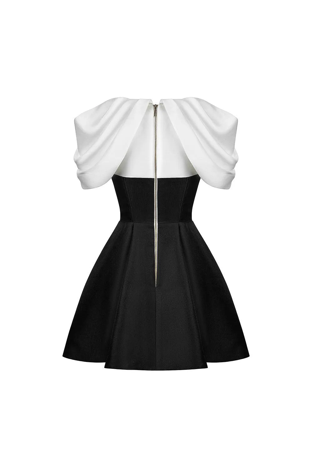 Enigma A-line Draped Taffeta Mini Dress