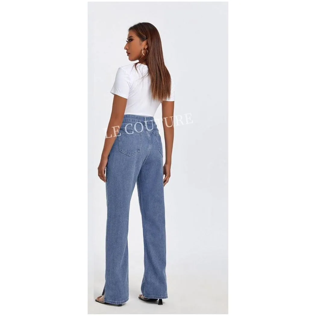 Frenchy High Waisted Straight Leg Jeans.