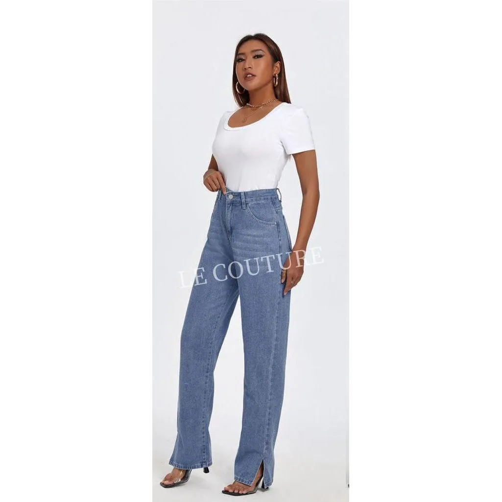 Frenchy High Waisted Straight Leg Jeans.