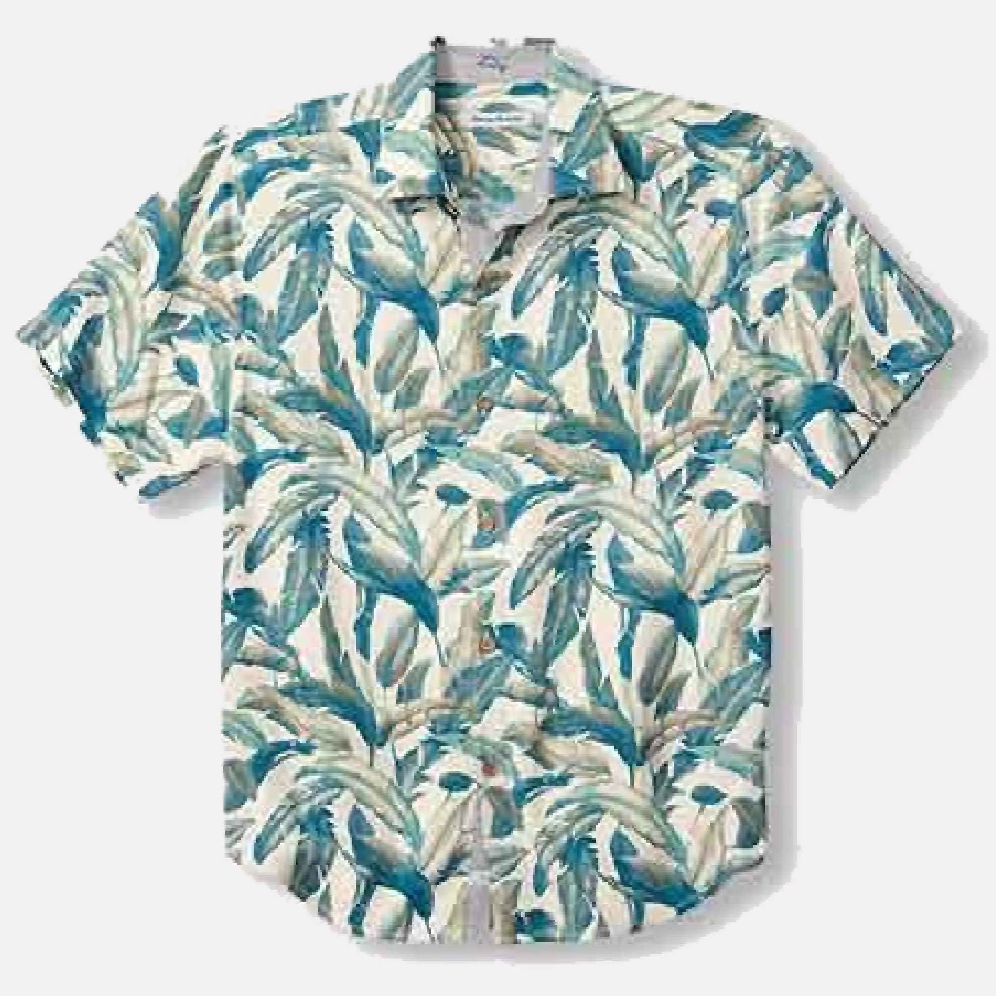 Frond Valley Printed Silk Rio Fronds Short Sleeve  / Sandstone