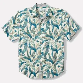 Frond Valley Printed Silk Rio Fronds Short Sleeve  / Sandstone