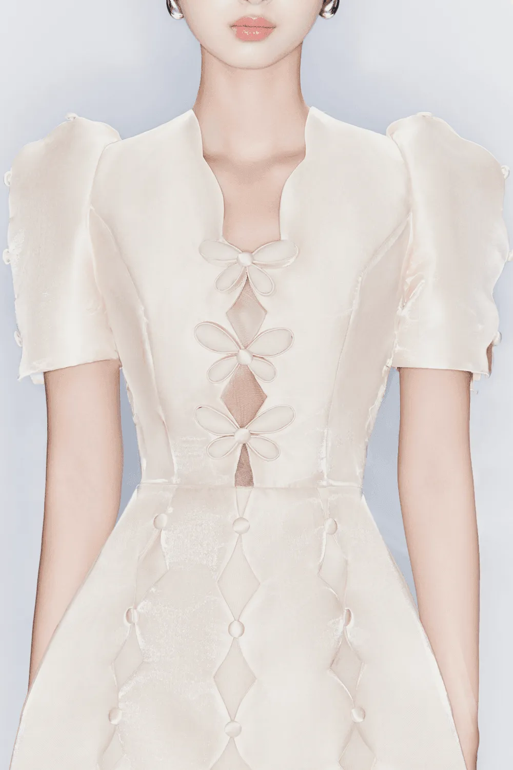 Griffith A-line Puffy Sleeved Taffeta Mini Dress