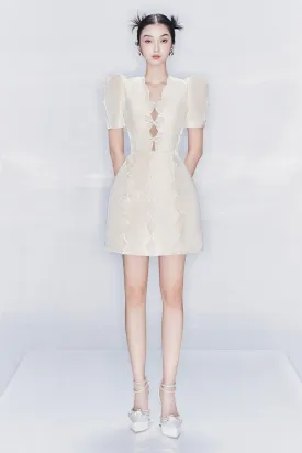 Griffith A-line Puffy Sleeved Taffeta Mini Dress